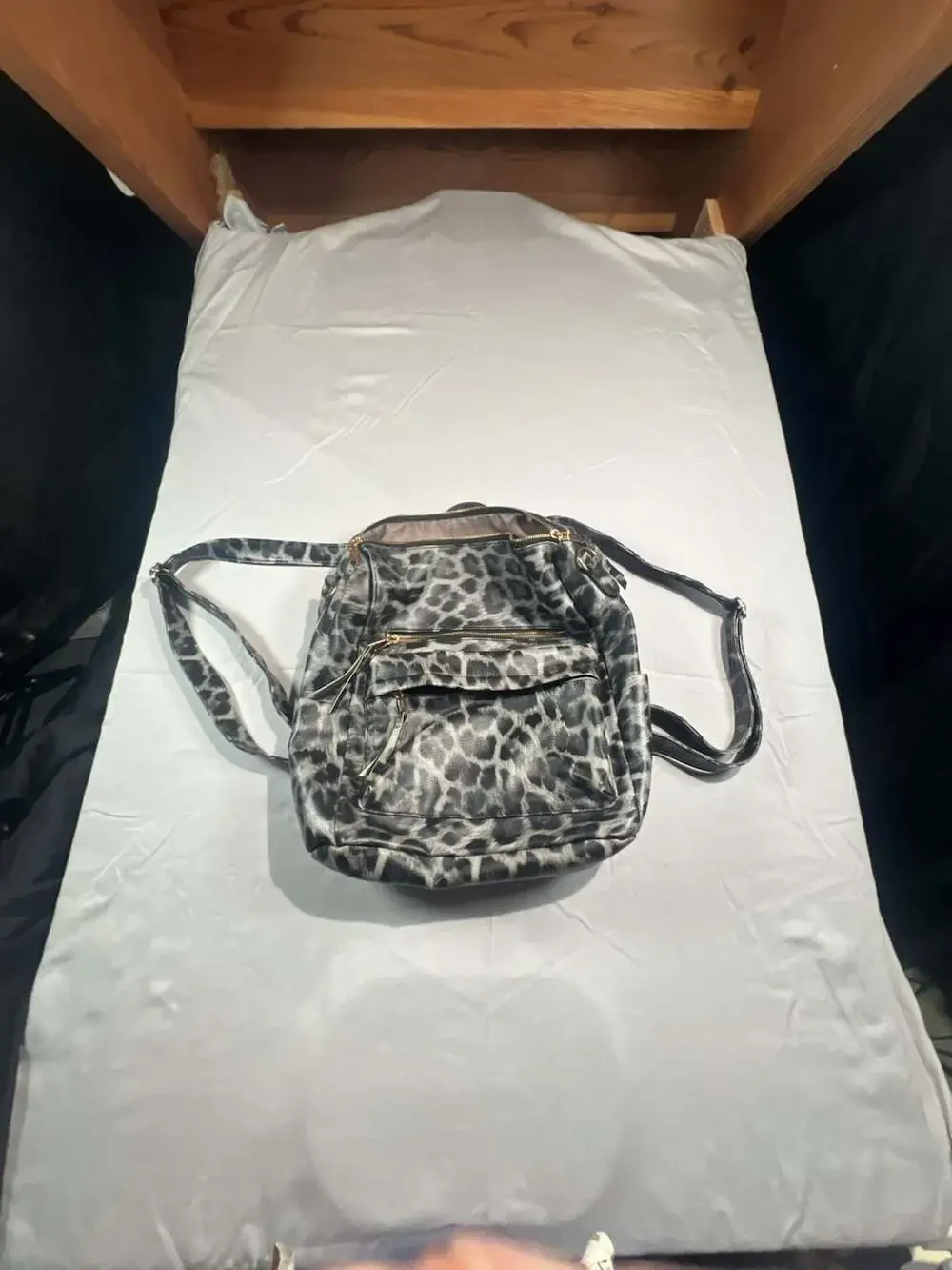 Faux leather, leopard, convertible, tote, guitar strap, backpack, black, and gr